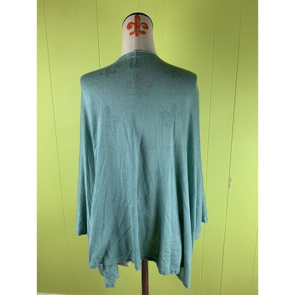 Womens Light Green Knit Poncho Cardigan OSFM Open Front Soft - Picture 3 of 8